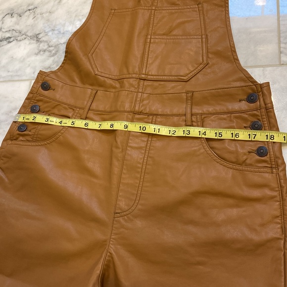 Free People Ziggy Vegan Faux Leather Camel Brown Overalls - Picture 4 of 6